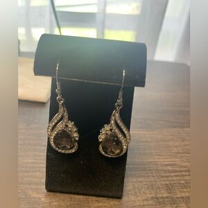 Elegant Silver and Black Teardrop Earrings